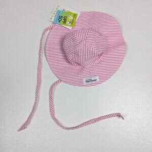 Flap Happy Bucket Hat Sz XS 0-3m Pink Pinstripe Seersucker
